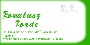 romulusz korde business card